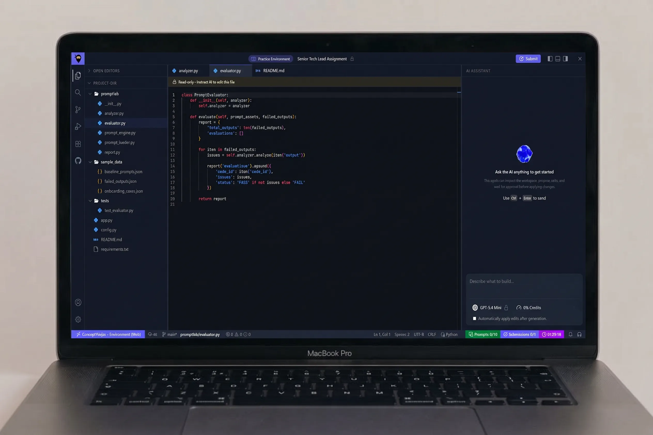 ConceptNinjas AI Studio Controlled Web IDE interface